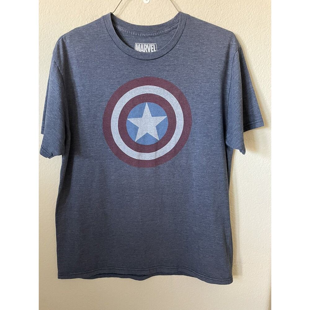 Marvel Avengers Captain America Blue Crew Neck Short Sleeve Men’s T Shirt Size L
